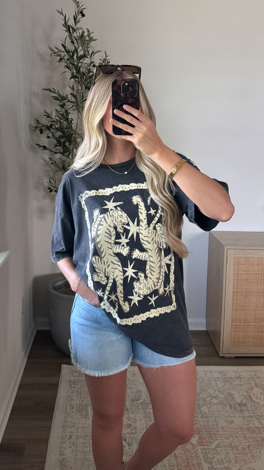 Starry Night Tiger Tee / Charcoal