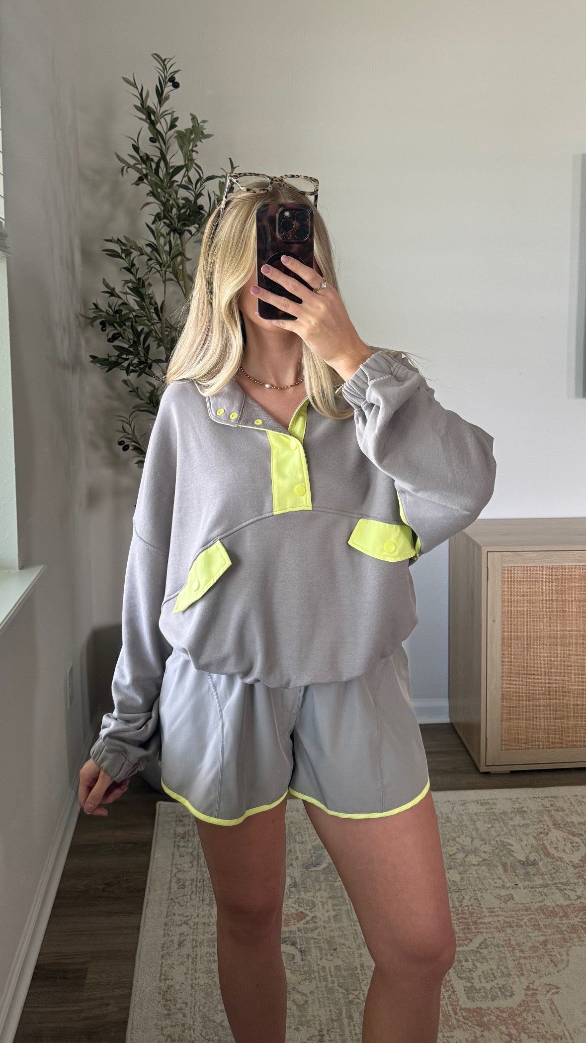 Henley Active Set / Grey + Lime