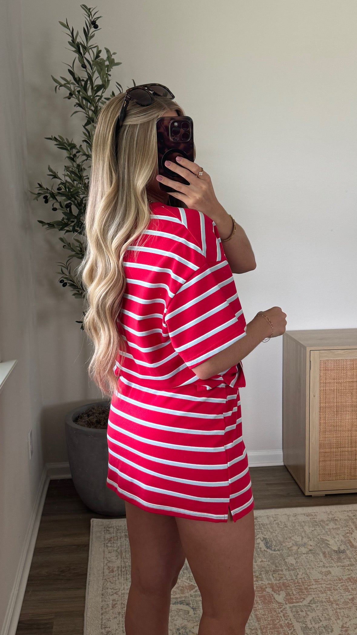 Americana Striped Skort Set / Red + Blue