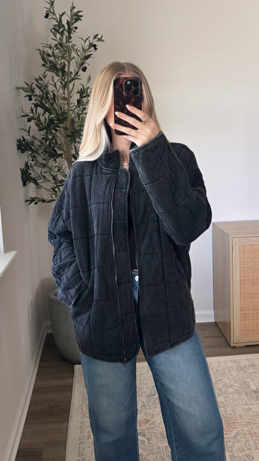 Oversized Quilted Jacket / Black