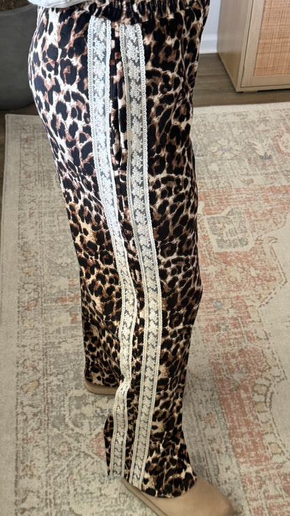 Lace Detail Pants / Leopard