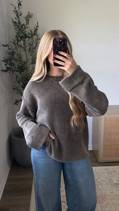Vintage Cuffed Sweater / Dark Brown