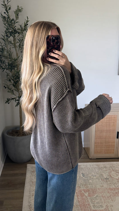 Vintage Cuffed Sweater / Dark Brown