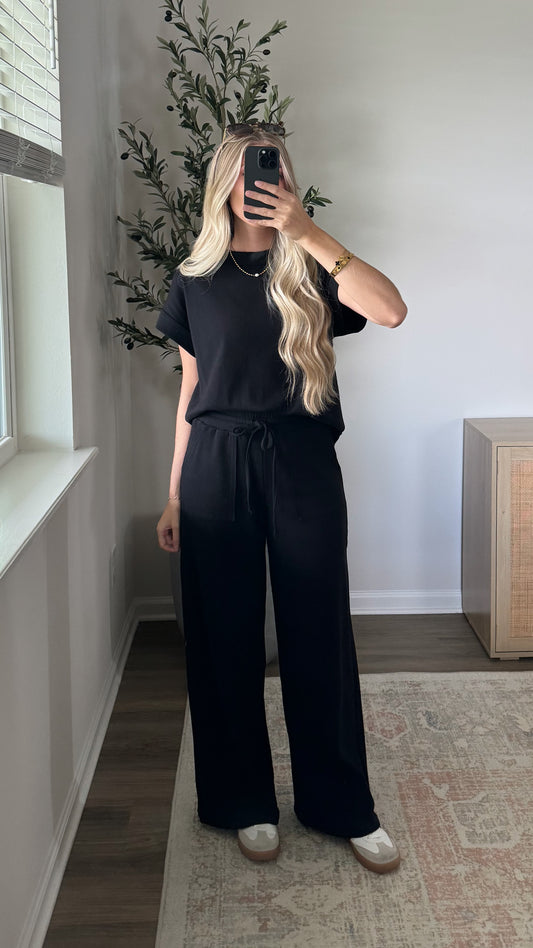 Haven Ribbed Set / Black