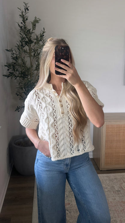 Cable Knit Short Sleeve / Cream