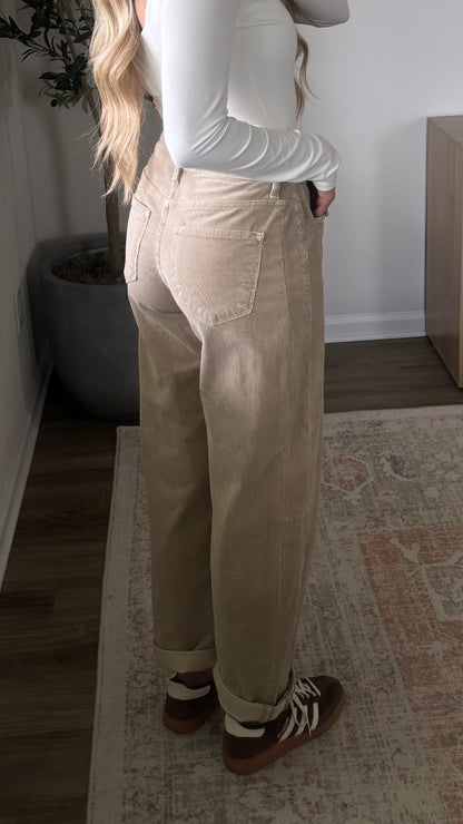 Corduroy Barrel Pants / Tan