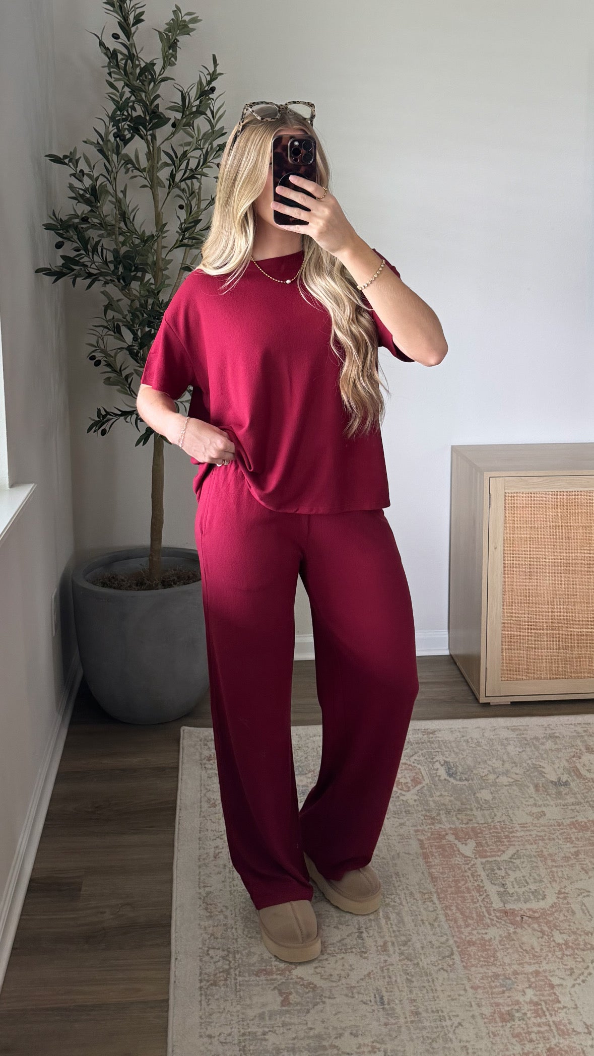 Lux Lounge Pants Set / Cabernet