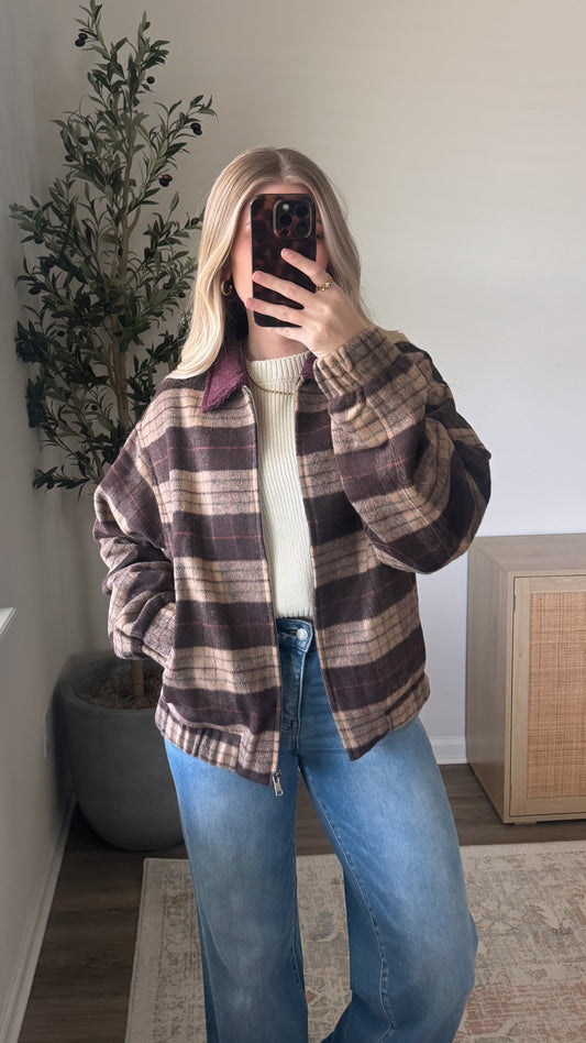 DOORBUSTER - Plaid Zip Up Jacket