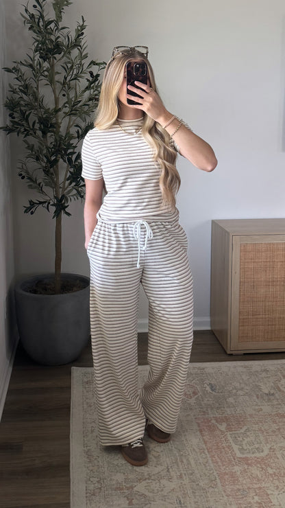 Lila Striped Pants Set / Cream