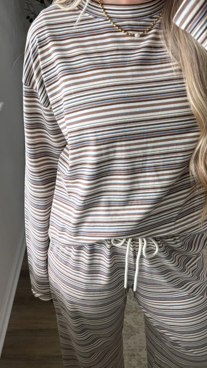 Amelia Striped Set / Brown + Blue