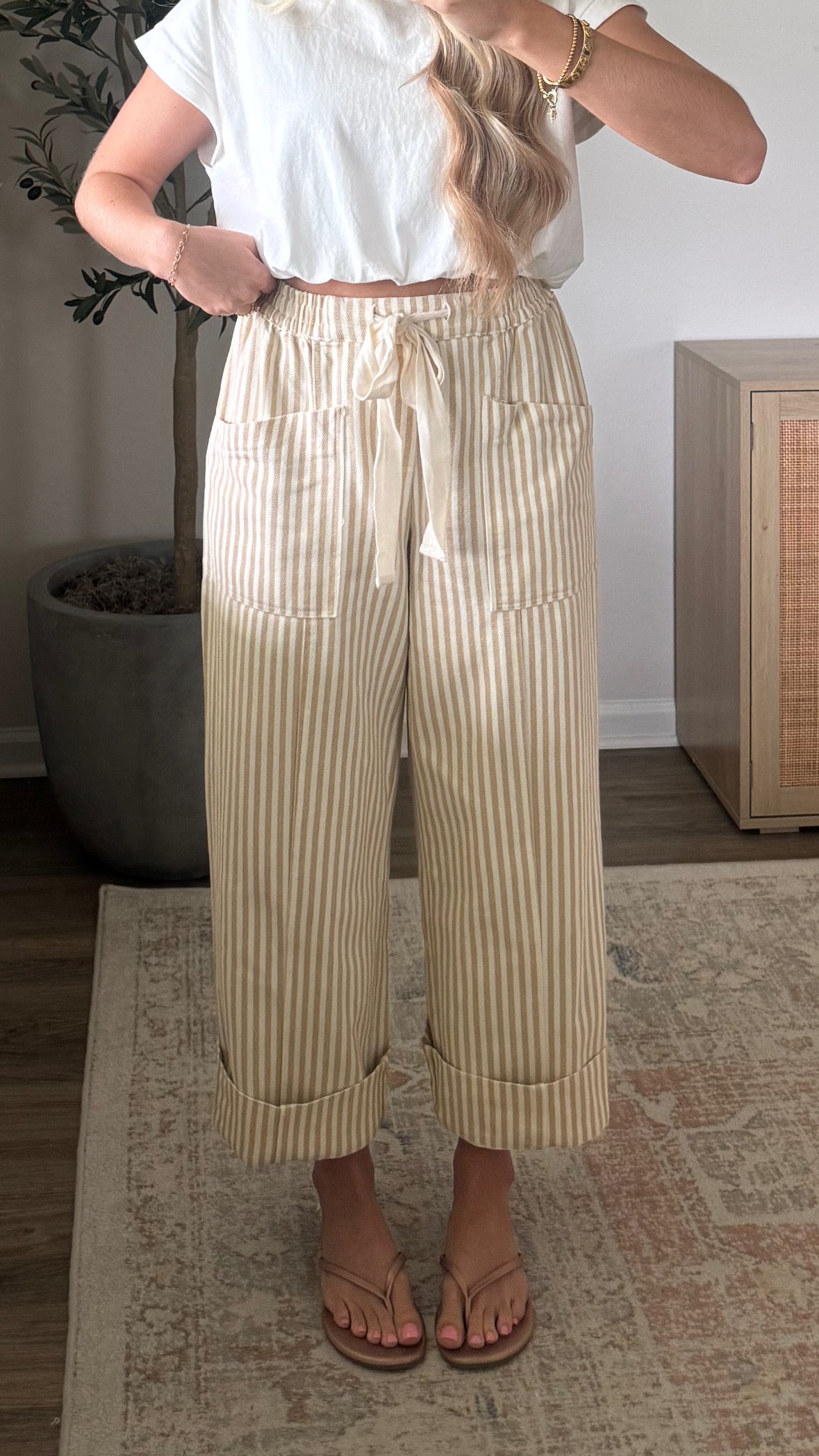 Vineyard Striped Pants / Natural