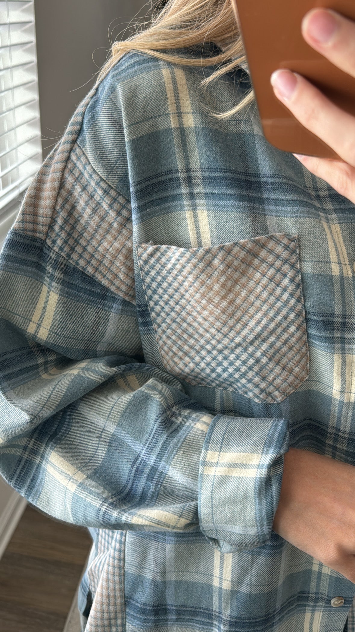 Mixed Plaid Button Down / Blue