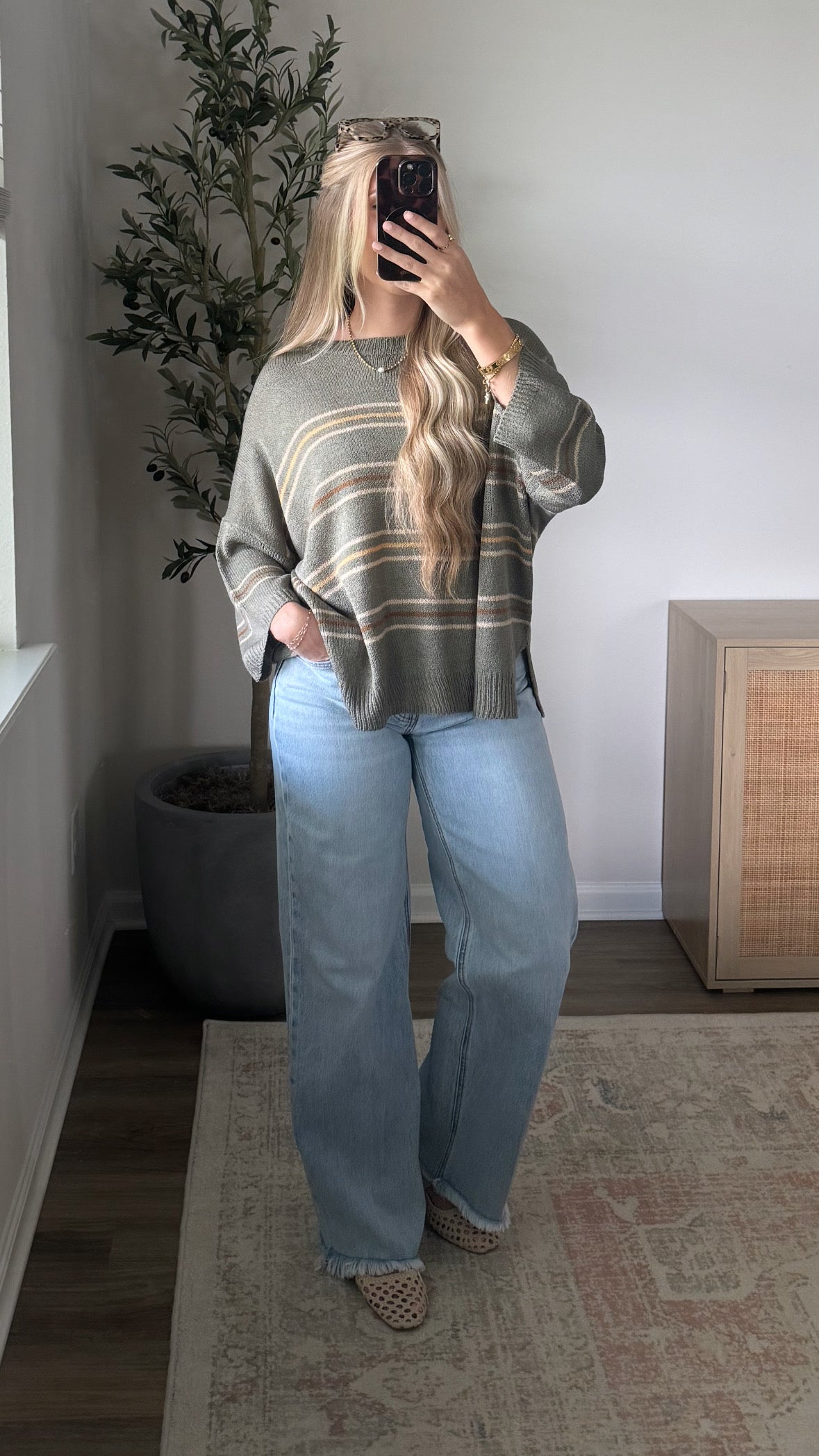 Aria Oversized Knit Top / Dusty Green