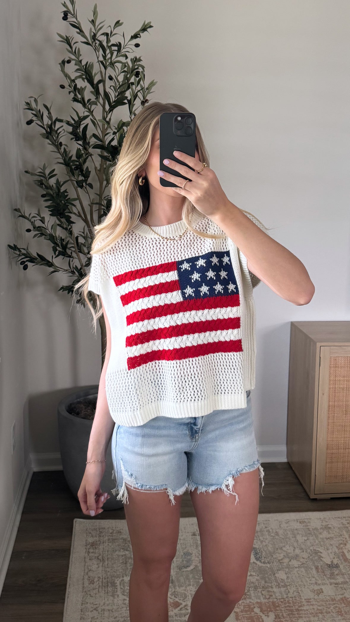 Sleeveless Flag Top / White