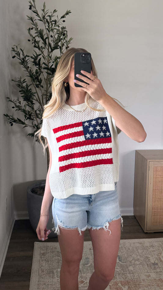 Sleeveless Flag Top / White