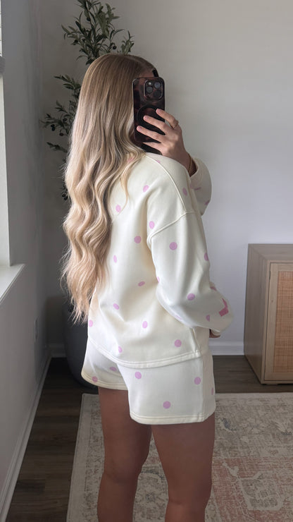 Pink Lemonade Shorts Set / Polka Dots