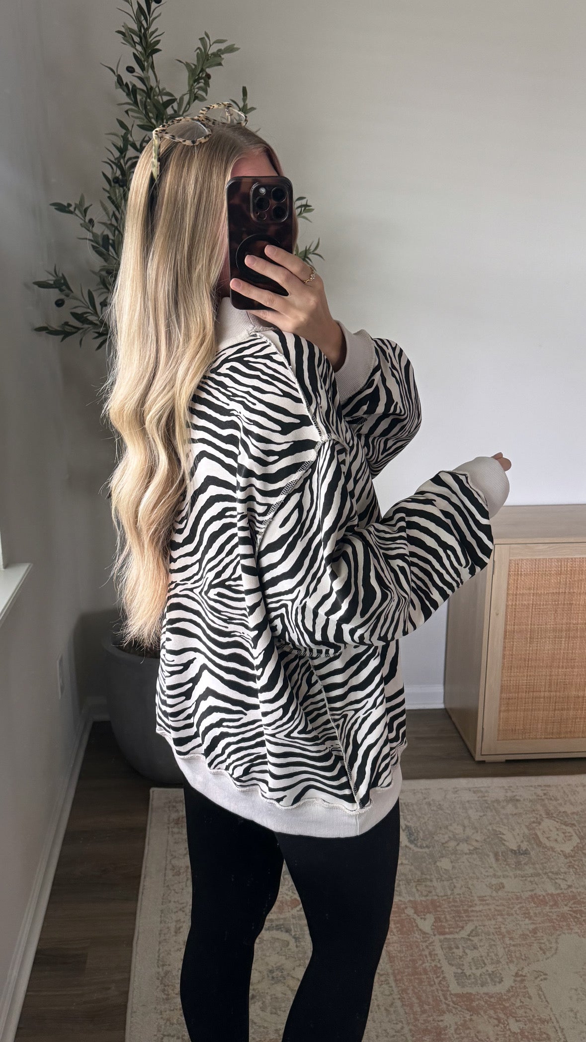 Zebra Mock Neck Sweatshirt