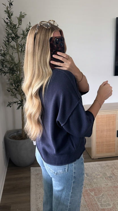 Autumn Short Sleeve Knit / Navy