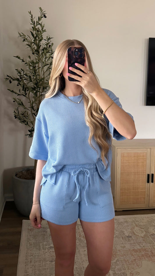 Ribbed Lounge Set / Light Blue