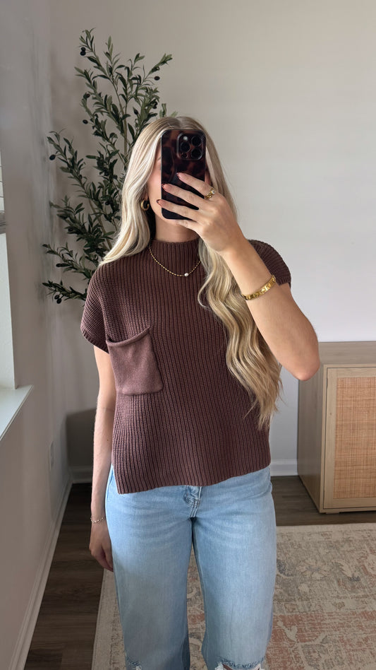 Kristen Mock Neck Sweater / Brown