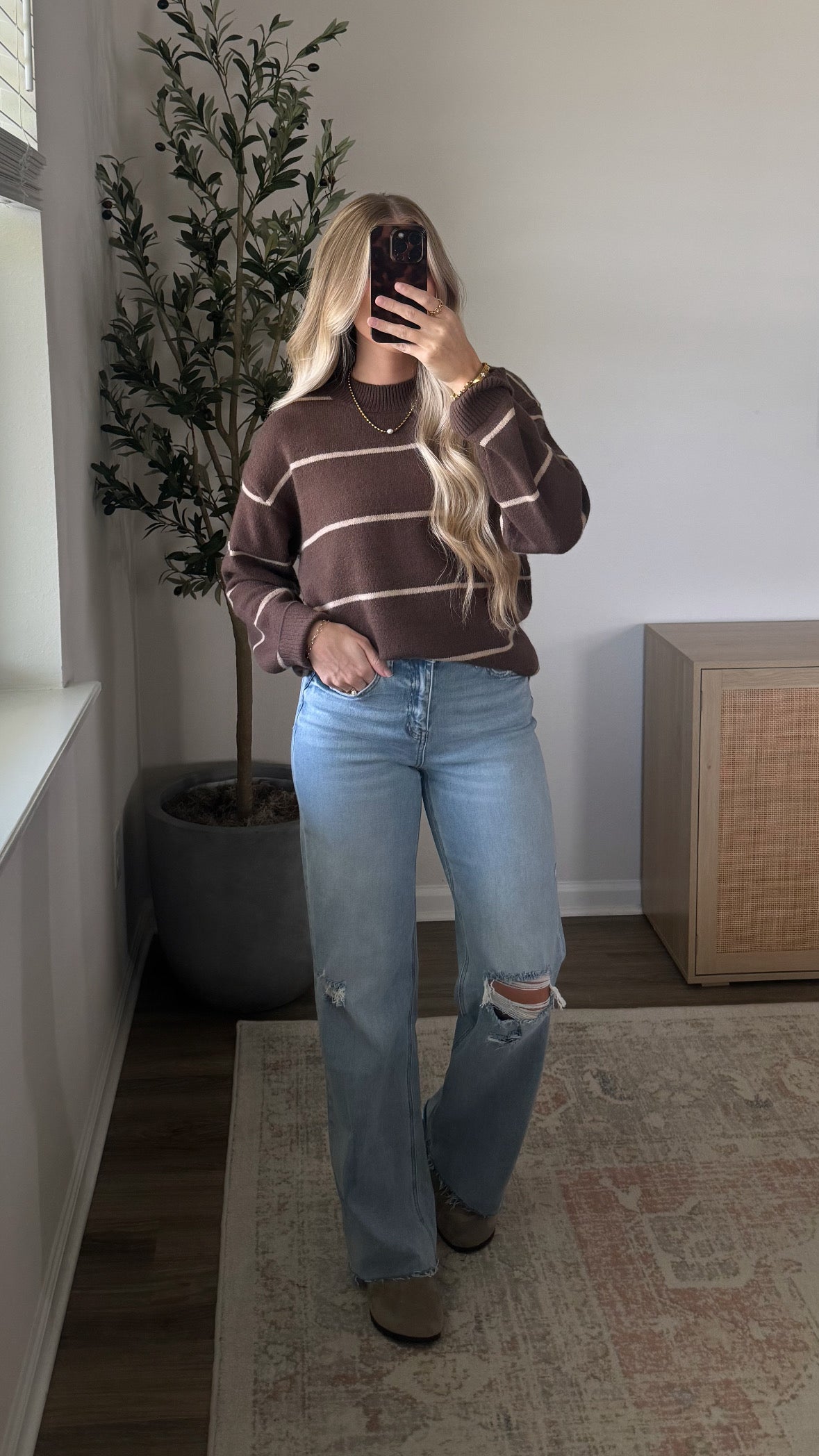 Coffee + Cream Striped Sweater