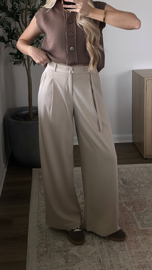 Wide Leg Trouser / Beige