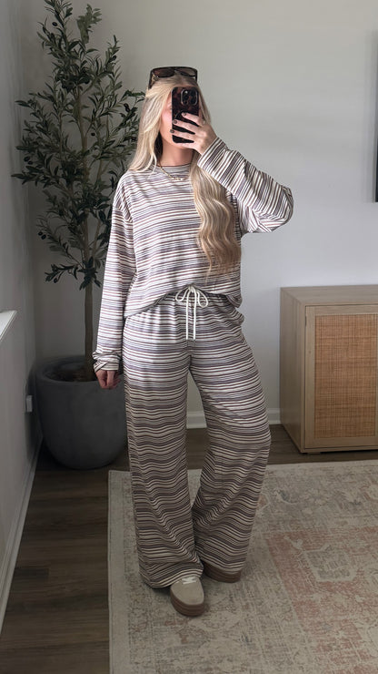 Amelia Striped Set / Brown + Blue
