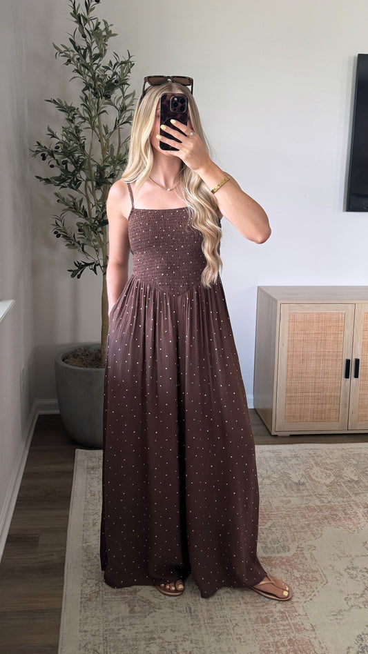 Polka Dot Jumpsuit / Brown