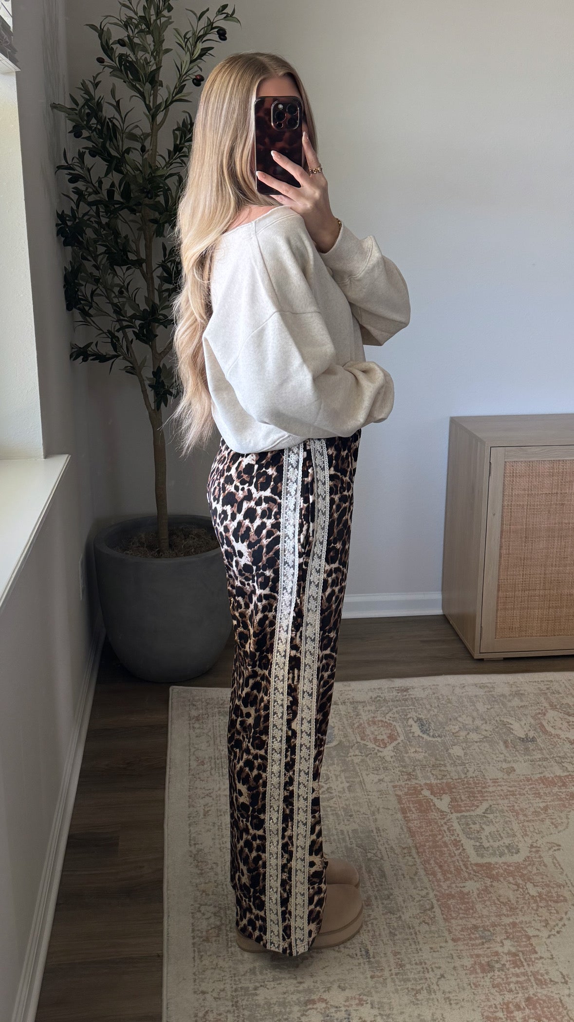 Lace Detail Pants / Leopard