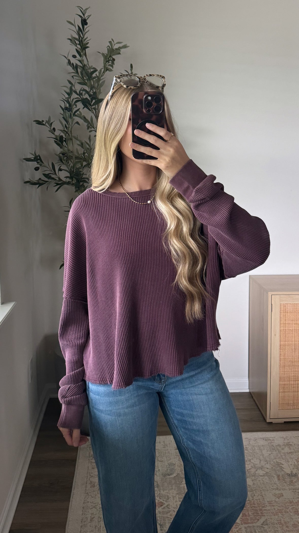 Lived in Waffle Long Sleeve / Plum