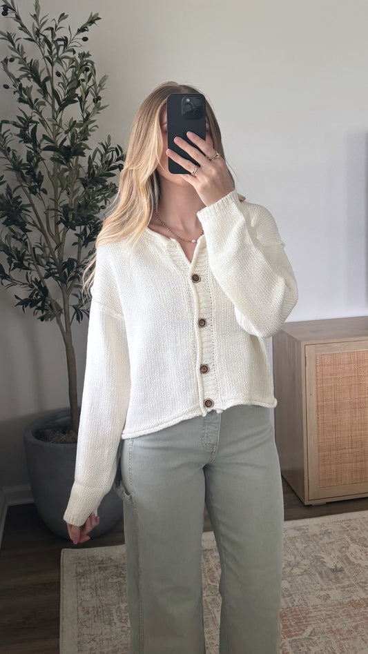 Krista Cropped Cardigan / Ivory