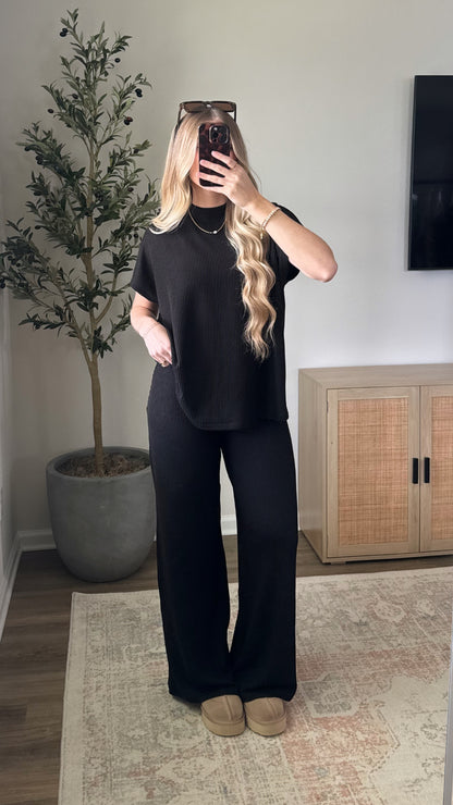 Ribbed Mockneck Set / Black