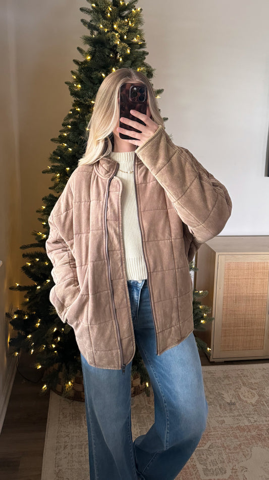 Oversized Quilted Jacket / Light Brown