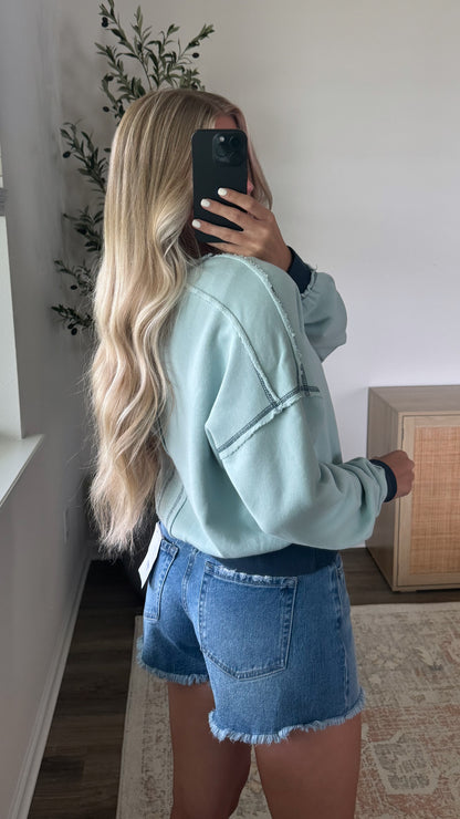 Contrast Crewneck / Blue + Navy
