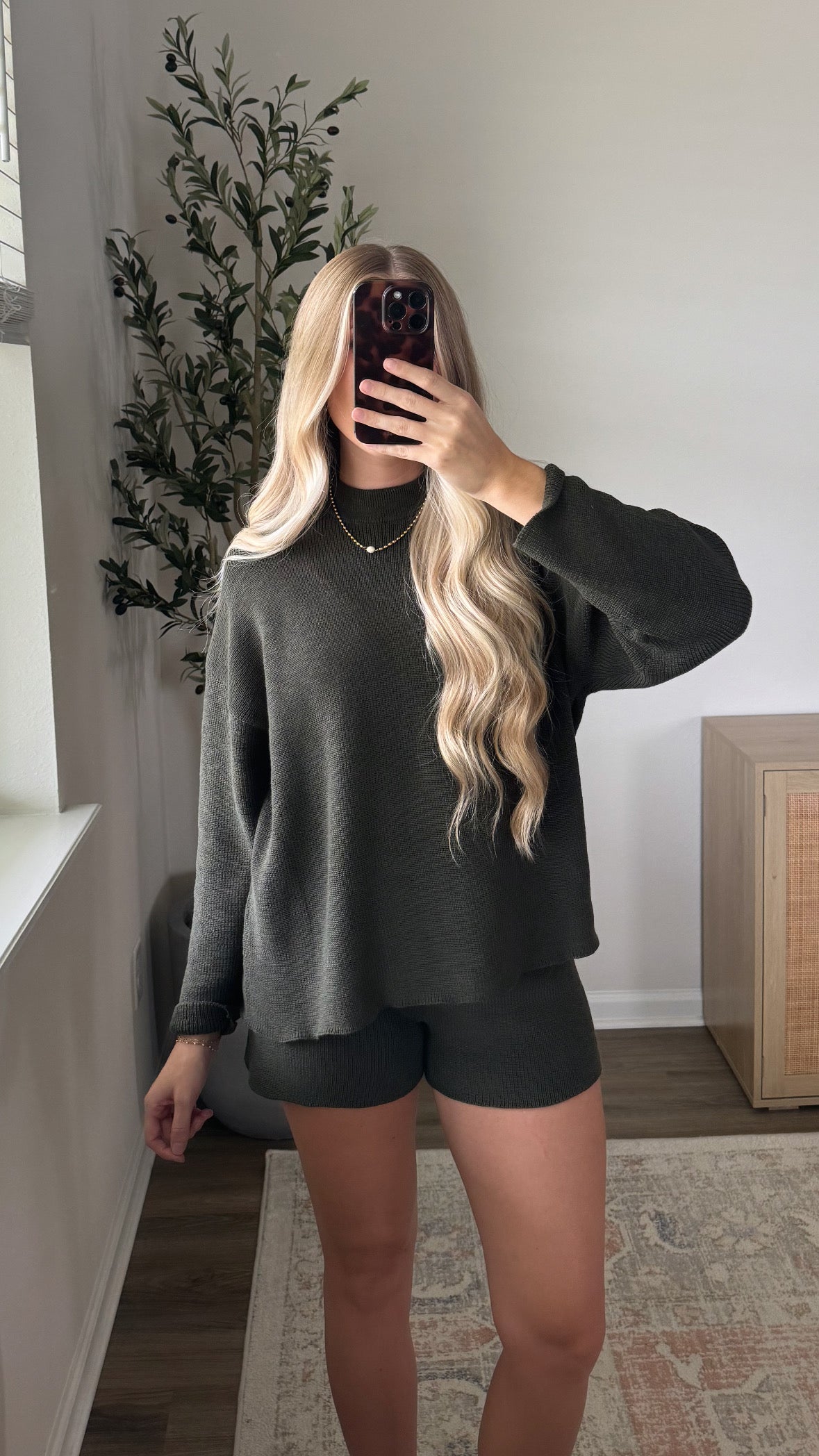 Harvest Knit Shorts Set / Olive