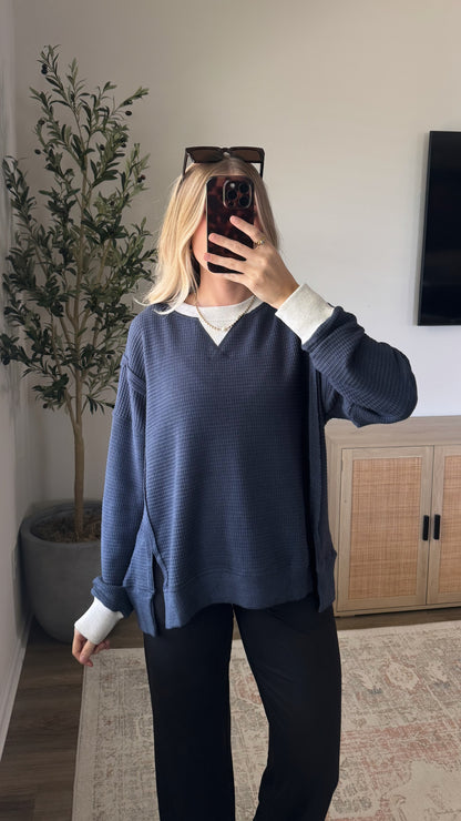 Brushed Thermal Pullover / Navy Blue