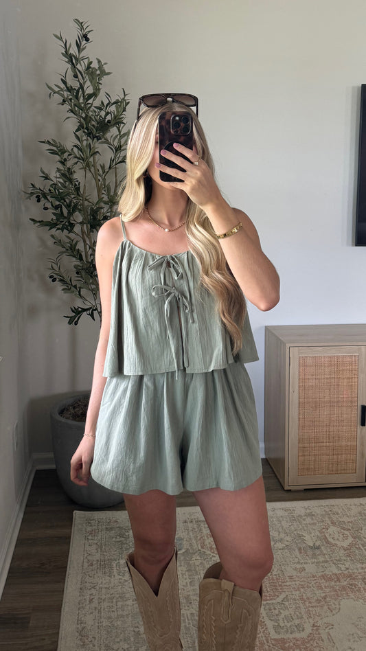 Montana Flowy Romper / Sage Green