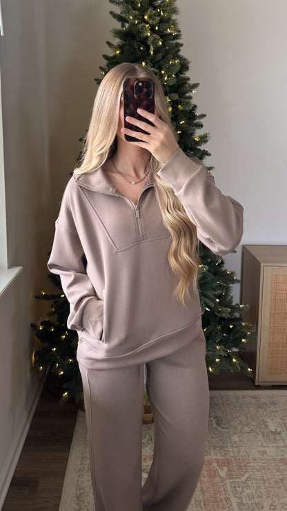 Scuba Quarter Zip Lounge Set / Cocoa