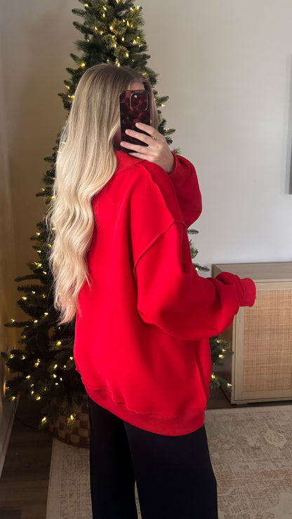 Ohio Mockneck Sweatshirt / Red Embroidered