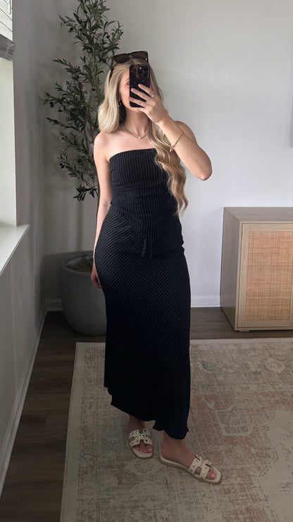 Bandeau Midi Skirt Set / Black