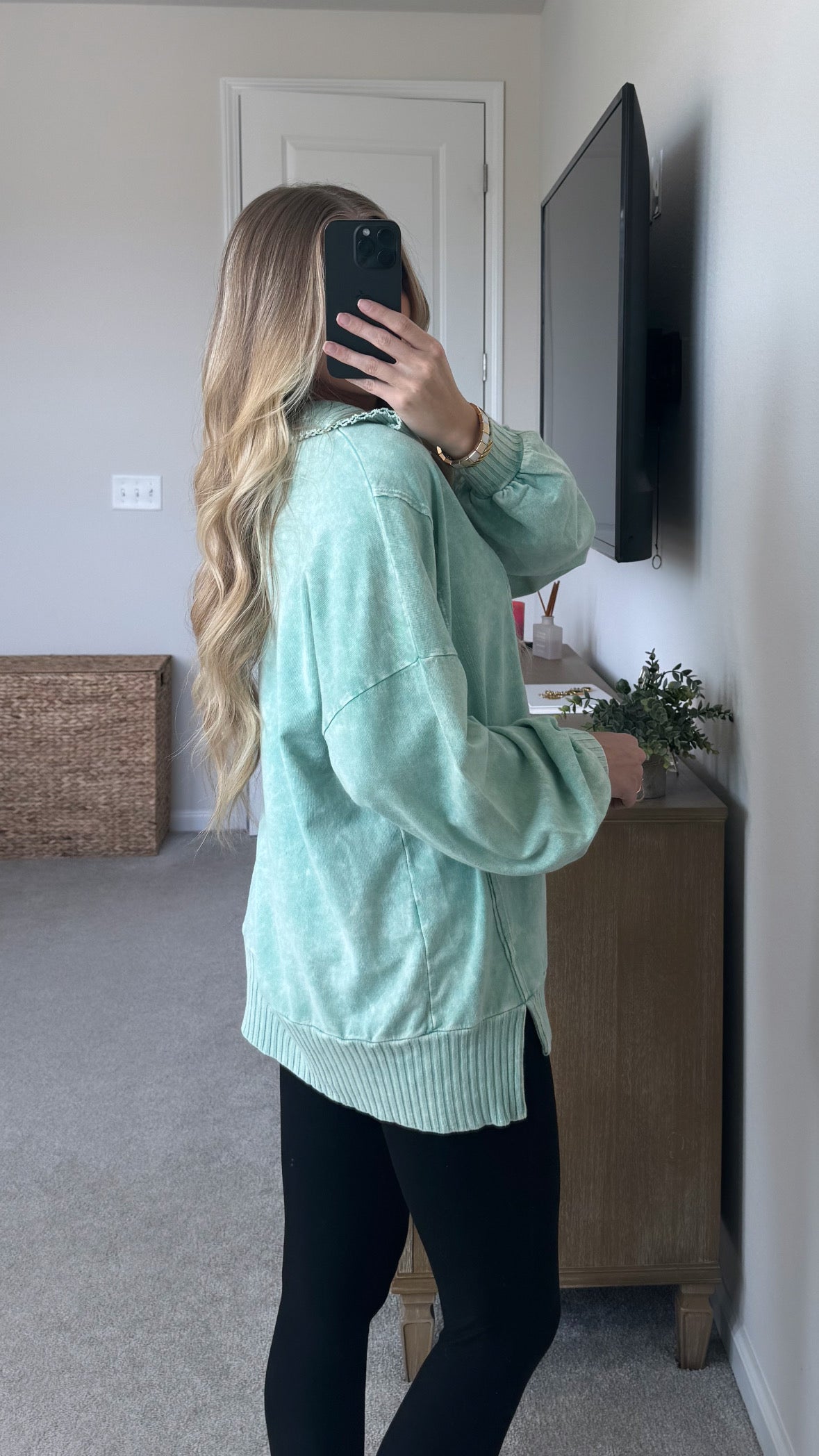 Mineral Washed Pullover / Mint