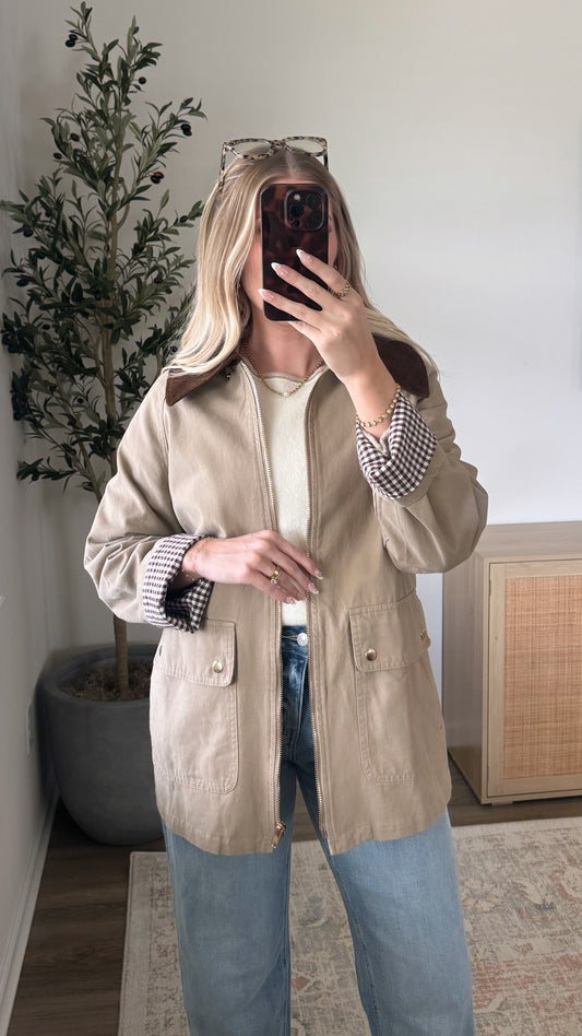 Gingham Detail Barn Jacket