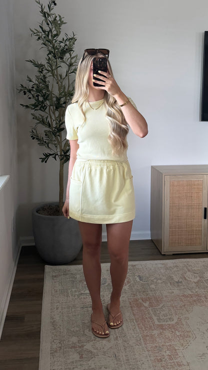PREORDER (estimated to ship 5/25) Mineral Washed Skort Set / Yellow