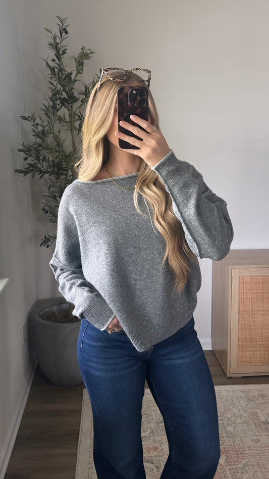 Serena Contrast Sweater / Dark Grey