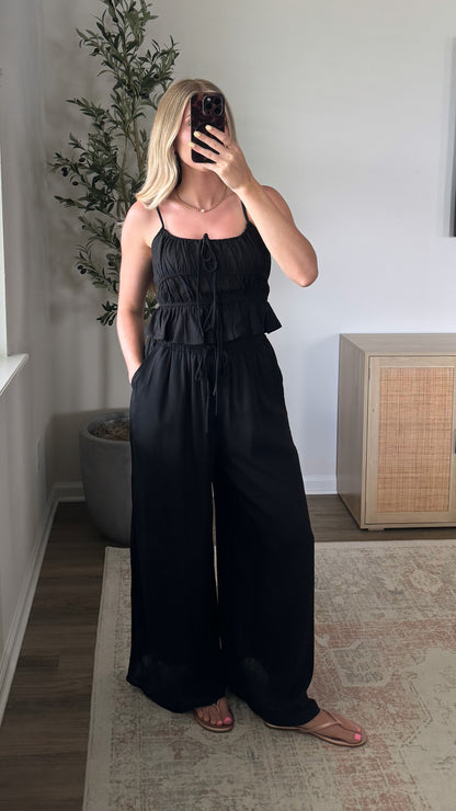 Elle Tiered Tank & Pants Set / Black