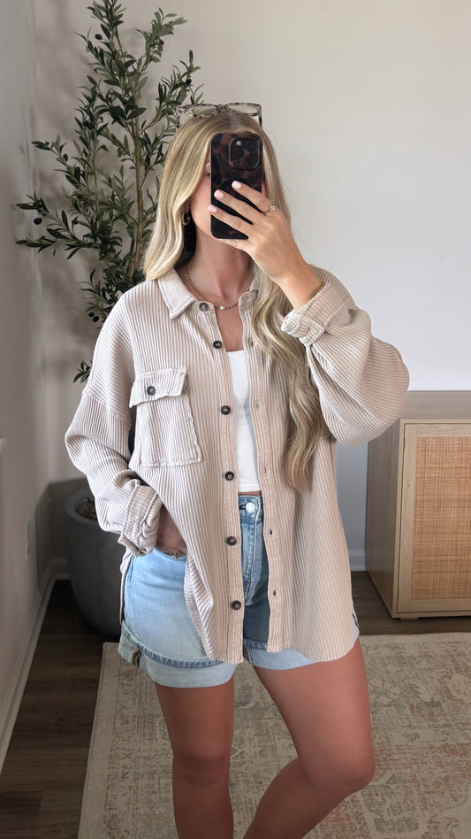 Lived in Waffle Button Up / Natural