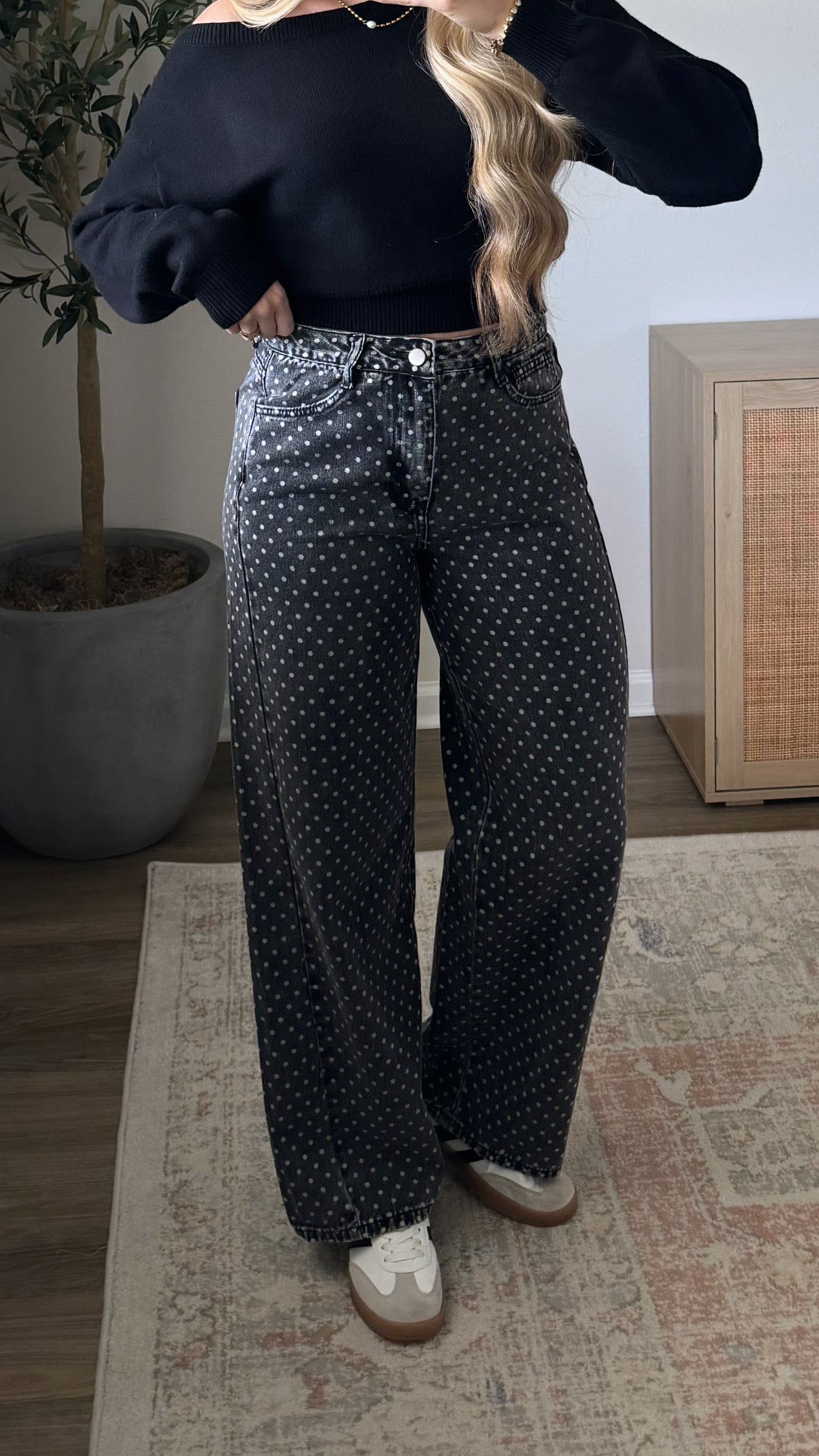 PREORDER (estimated to ship 10/26) - Polka Dot Jeans / Dark Grey