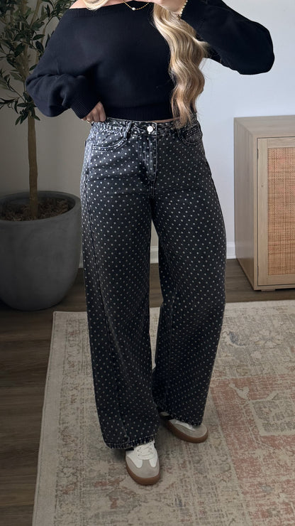 PREORDER (estimated to ship 10/26) - Polka Dot Jeans / Dark Grey