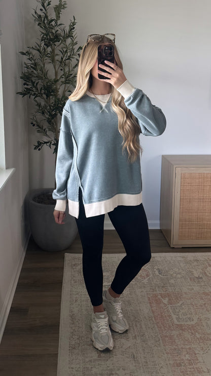 Leah Contrast Pullover / Ash Jade