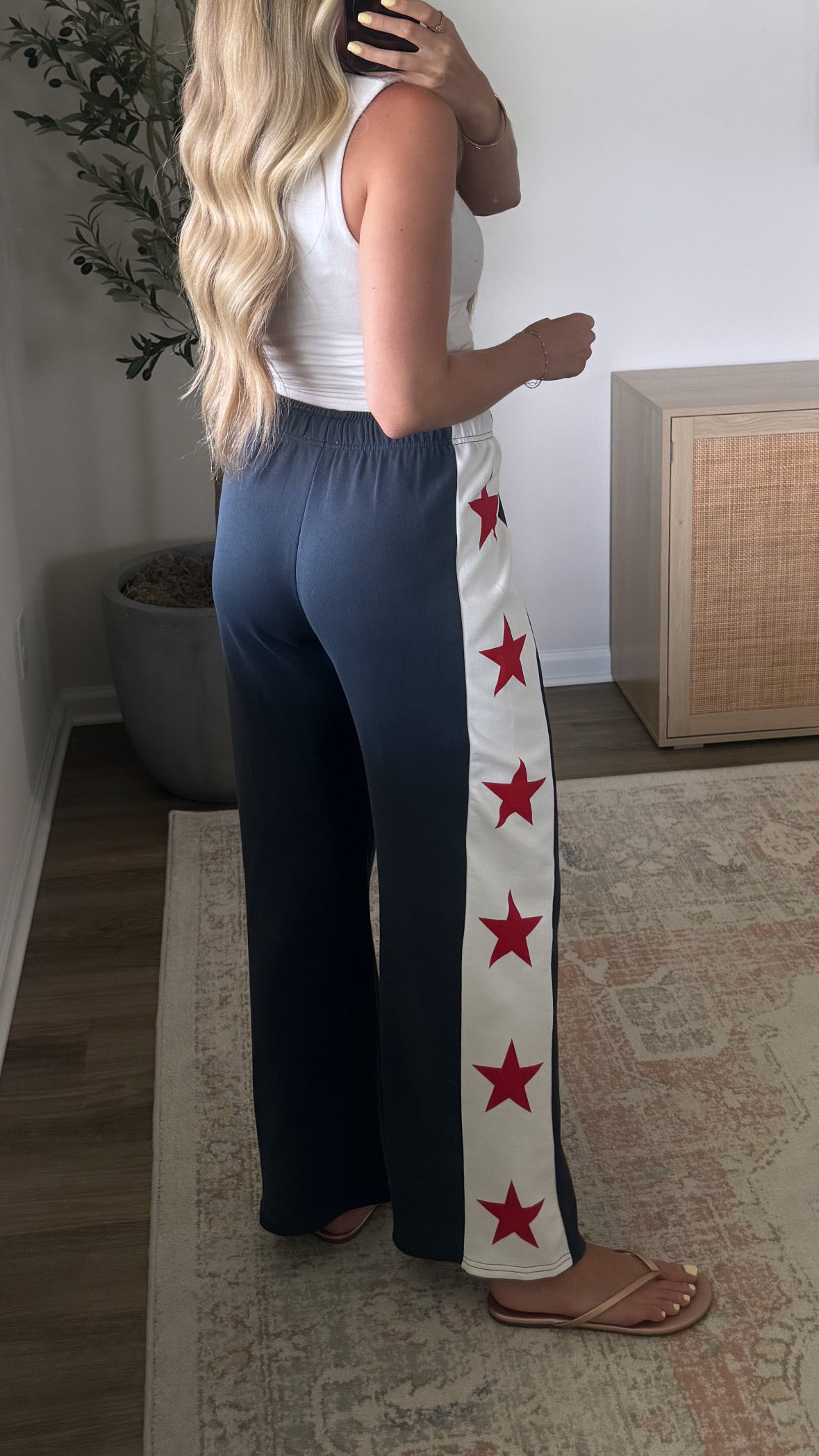 Wide Leg Star Sweats / Navy
